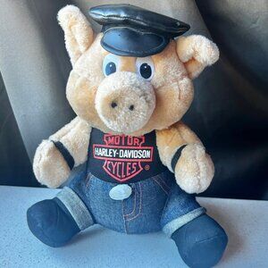 Harley-Davidson Plush Hog Pig Toy Wearing Leather Cap